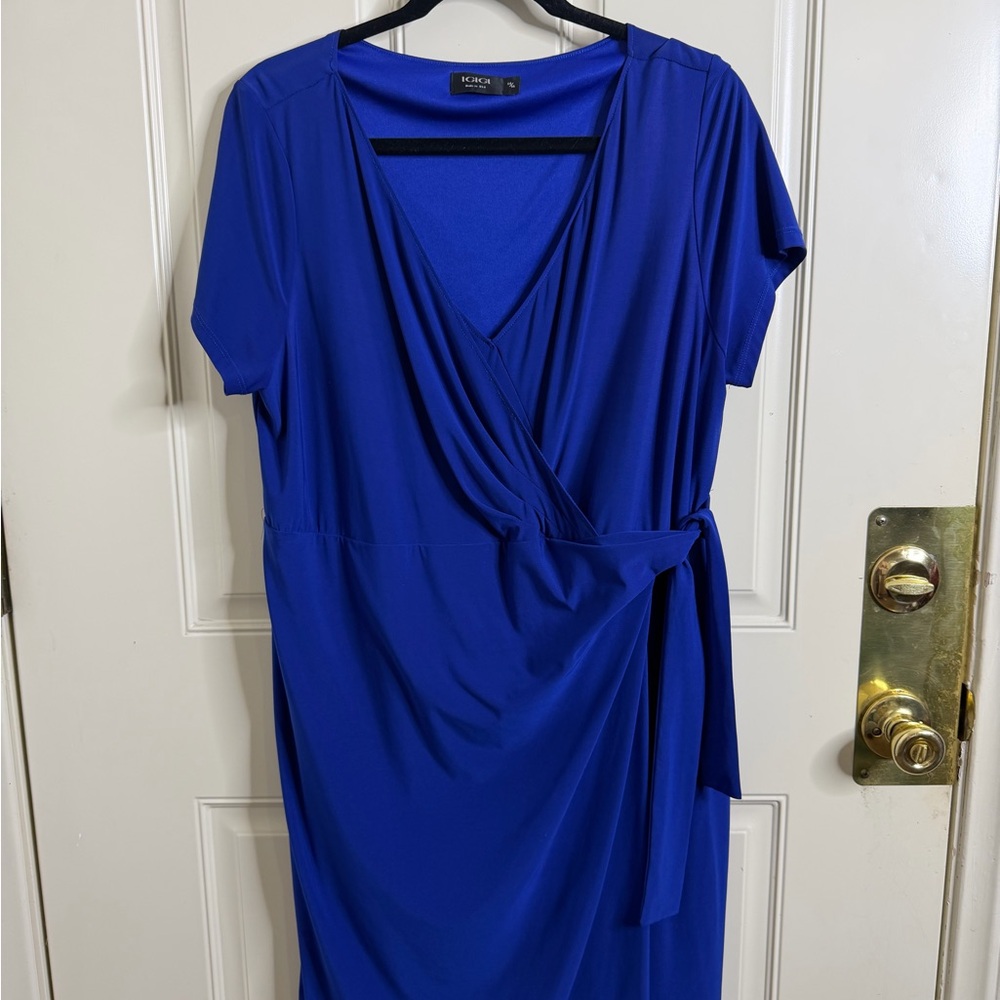 Elegant Blue Wrap Dress | IGIGI BRAELYN DRESS